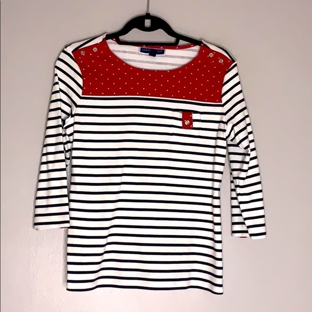 Karen Scott Sport Valentine Nautical pullover tops women’s small